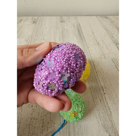 Beaded sequin life-size egg Easter colorful glitter sparkle spring set decor as - Picture 7 of 11